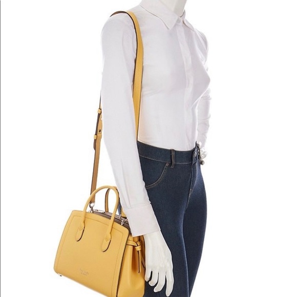 Kate Spade New York Knott Lemon Yellow Pebbled Leather Medium Satchel Crossbody - Picture 4 of 11